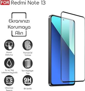 Redmi Note 13 Için Ekran Koruyucu 9h Sertlikte Anti-Static Temperli Cam Görüntü Kalitesini ve Dokunmatiği Etkilemeyen Çizilme ve Darbelere Karşı Ekranı Kaplayan Premium Redmi Note 13 Koruma