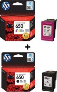 Hp 650 Siyah ve Renkli Kartuş Seti (CZ101AE, CZ102AE) Deskjet Ink Advantage Serisi ile Uyumlu