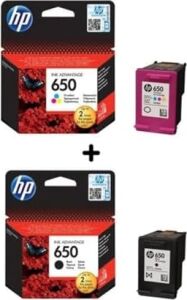 Hp 650 Siyah ve Renkli Kartuş Seti (CZ101AE, CZ102AE) Deskjet Ink Advantage Serisi ile Uyumlu