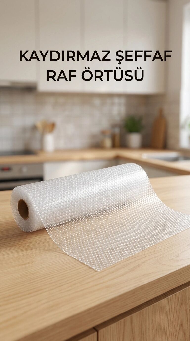 Şeffaf Pvc Raflık Kaymaz Çekmece Örtüsü 45X300 cm Mutfak Dolap Içi Koruyucu