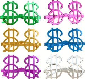 Dolar Şekilli Metalize Parti Gözlüğü 6 Adet
