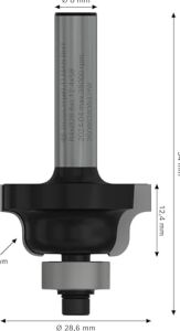 2 608 Aksesuarı 628 394 Profil Freze B 8 Mm, R1 4 Mm, B 8 Mm, L 12,7 Mm, G 54 mm
