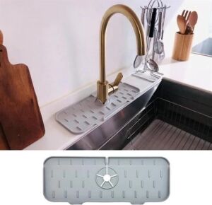 Lavabo Için Silikon Esnek Mat Musluk Sapı Damlama Tutucu Raf Mutfak Tezgahı Sıçrama Koruma