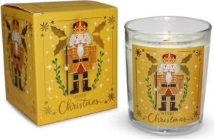 Charm Lab Candle – Kurşun Asker (Nutcracker) Tasarımlı Mum, Sarı Renk Temalı, 135 G Doğal Bio Balmumu, 40 Saat Yanma Süresi, Cam Kavanoz, Şık Bristol Kutulu, Yılbaşı Koleksiyonu Hazır Hediye
