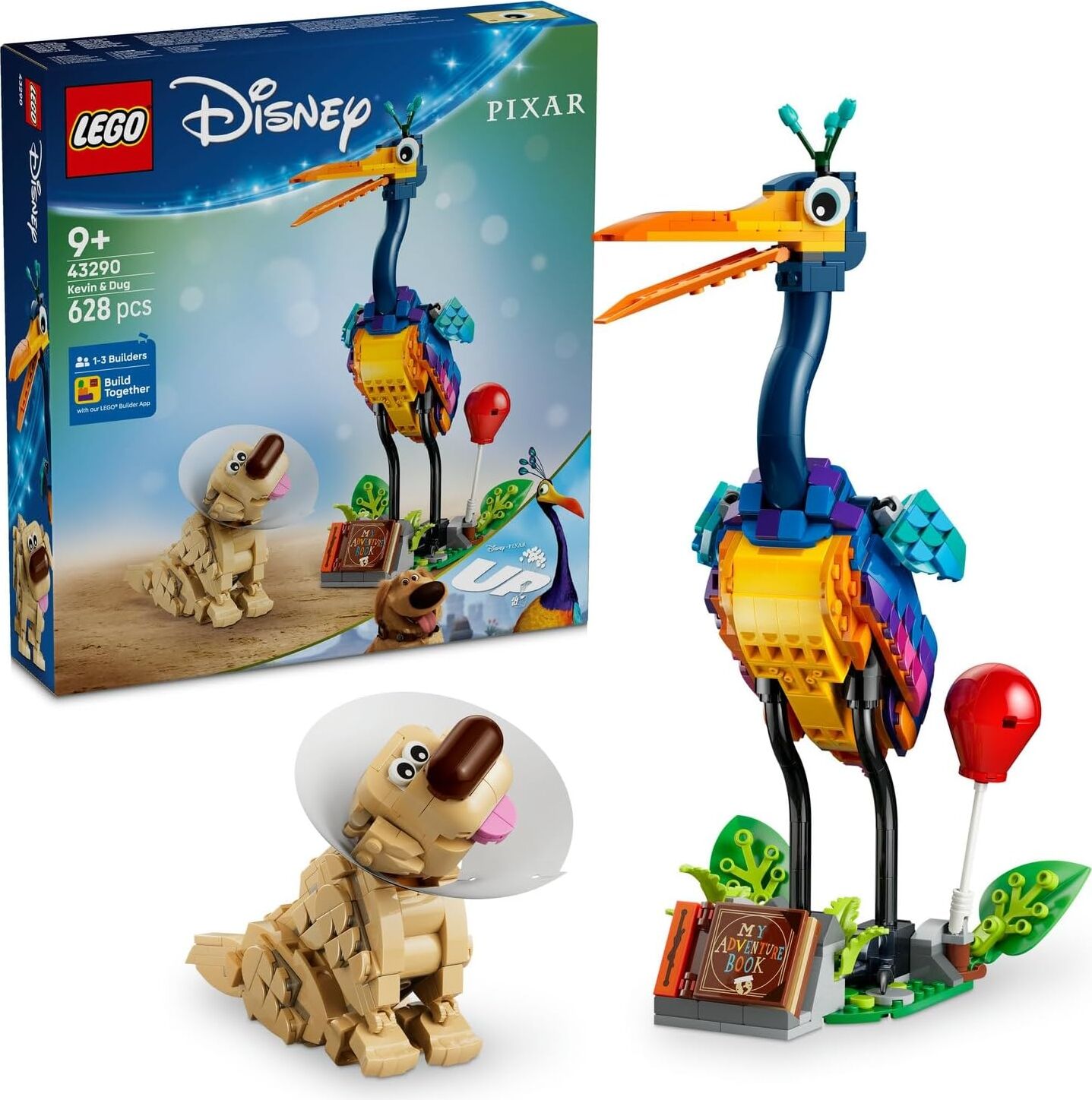 ve Pixar Kevin ve Dug 43290-9 Yaş ve Üzeri Kız ve Erkek Çocuklar Için Yukarı Bak Filminden 2 Karakter Içeren Yaratıcı Oyuncak Yapım Seti, Çocuklar Için Eğlenceli Hediye Fikri (628 Parça)