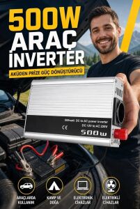 500W 12V Dc 220V Ac Inverter USB Çıkışlı Fanlı Akü Güç Dönüştürücü Araç Kullanımı