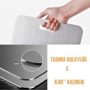 Çelik Kesme Tahtası Paslanmaz Çelik 304 Kalite Metal Kesme Tahtası Hijyenik ve Dayanıklı Kolay Temizlenebilir Kaliteli Kesim