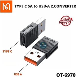 Type-C 5A To USB A 2.0 Dönüştürücü, Siyah