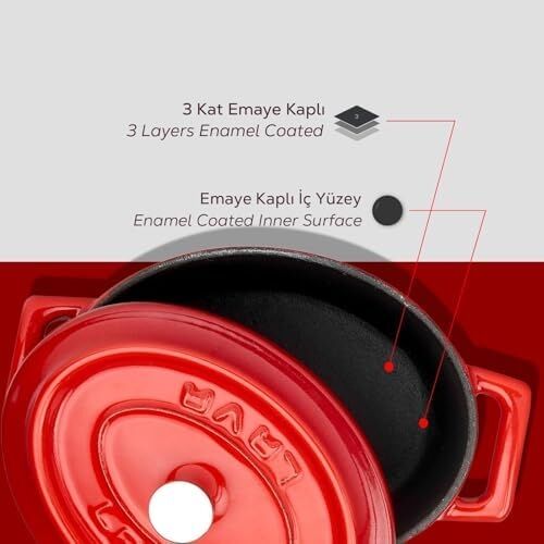 Metal Oval Mini Tencere, Kırmızı