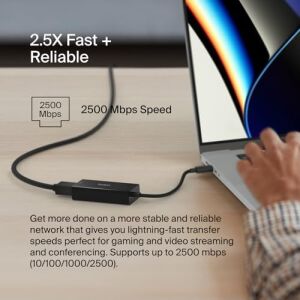 USB Type-C 2.5 GB Ethernet Adaptörü, Usb, Thunderbolt 3 ve 4, Lan Ağ Adaptörü, MacBook Pro/air, iPad Pro, Xps, Surface ve Diğer Usb-C Aygıtlarıyla Uyumlu