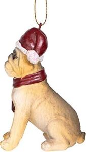 Design Toscano JH576304 Noel Noel Bulldog Tatil Köpek Süsleri, Tam Renkli