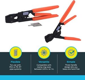 Sharkbite Pex Kelepçe Aleti, Turuncu Saplı 3 Saplı Alet, Sıhhi Tesisat Armatürleri, Pex, Pe-Rt, UC961