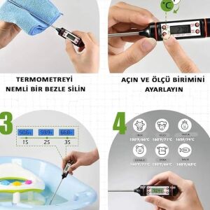 Profesyonel Dijital Gıda ve Et Termometresi, Paslanmaz Çelik Uzun Prob, LCD Ekranlı Hızlı ve Hassas Ölçüm, Bbq Izgara Fırın Mutfak Kullanımı, -50°c / 300°C Geniş Ölçüm Aralığı, Taşınabilir ve Dayanık