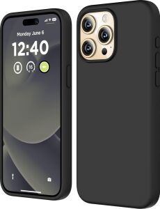 iPhone 15 Pro Max ile Uyumlu Kılıf, Silikon Kılıf, Darbeye Dayanıklı Koruyucu Kapak Çizilmez Içi Komple Mikrofiber Astarlı Telefon Kılıfı, 6,7 Inç (Siyah)