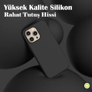 iPhone 15 Pro Max ile Uyumlu Kılıf, Silikon Kılıf, Darbeye Dayanıklı Koruyucu Kapak Çizilmez Içi Komple Mikrofiber Astarlı Telefon Kılıfı, 6,7 Inç (Siyah)