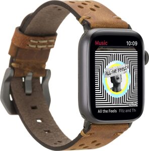 Apple Watch Uyumlu Deri Kordon Vigo 42-44-45MM G19 Taba