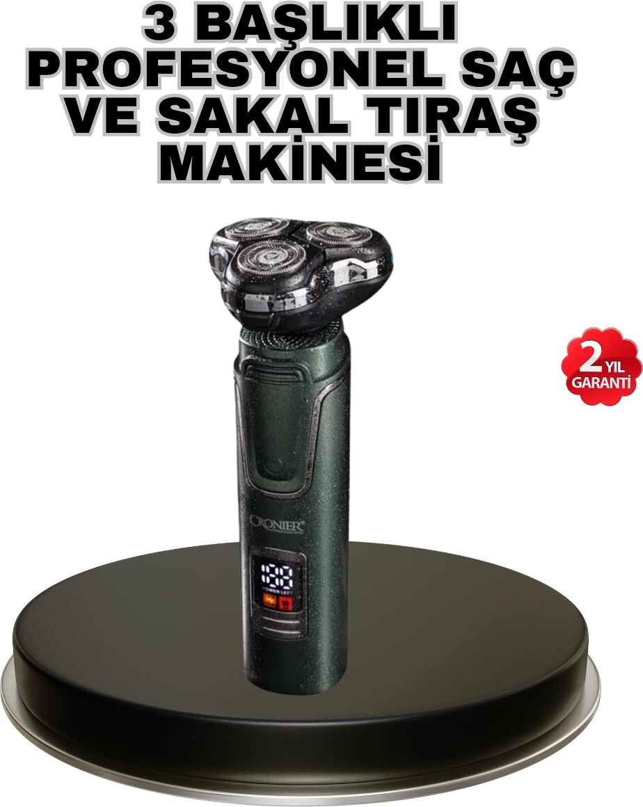 Kablosuz Profesyonel Erkek Bakım Seti – 3 Başlıklı, 3D Akıllı Kesim, Taşınabilir