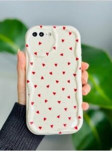 Iphone 7 Plus ve 8 Plus ile Uyumlu Kırmızı Kalpler Baskılı Lansman Silikon Kılıf