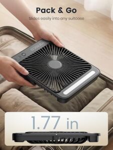 Warmco 20000MAH 8 Inç Taşınabilir Kamp Fanı, 48 Saat Maksimum Çalışma Süresi, LED Işık, Sessiz Ince Pille Çalışan Kişisel Masa Fanı Ofis, Seyahat, Yatak Odası, Dış Mekan Için Dijital Ekranlı