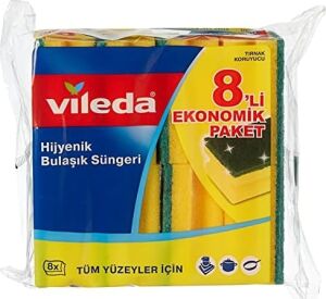 141127 Oluklu Bulaşık Süngeri, Yeşil, 8 Parça