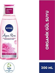 Aqua Rose Organik Gül Suyu Içeren Nemlendirici Tonik (200 Ml), Tüm Cilt Tipleri Için, Gözenek Arındırıcı, 24 Saat Yüz Nemlendirici