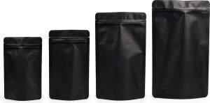 Alüminyum Doypack Yeniden Kullanılabilir Folyo Poşetler, Fermuarlı, Koku Geçirmez, Ayakta Durabilen, Gıda Saklama, 50'li Paket (Siyah, 13 x 22 Cm)