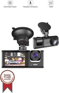 Ta-01 Siyah 1080P Araç Içi 3 Kameralı LCD Ekranlı Gece Görüşlü , G-Sensör , Geri Görüş Kamera