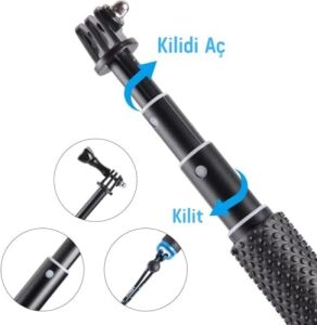 Gopro Ile Uyumlu Selfie Çubuğu,gopro/djı Ile Uyumlu Aksiyon Kamera Selfie Çubuğu,alüminyum Gövde,su Altı Kullanımına Uygun Paslanmaz Vida,kaymaz Kauçuk Sap,bilek Kayışı & Spor – Seyahat – Vlog Için