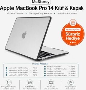 MacBook Pro 14.2 Inç Kılıf A2442 A2779 A2918 A2992 A3112 A3401 A3185 A3434 A3426 A3427 Uyumlu Shockproof Rugged Hard Case Tpu Bumper Darbe Korumalı Hibrit Sert Kapak Şeffaf