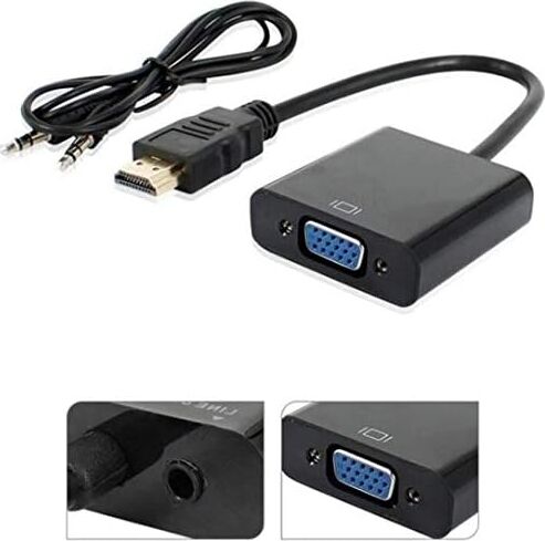 HDMI To VGA Ses Destekli Dönüştürücü Kablo Çevirici Adaptör 4488