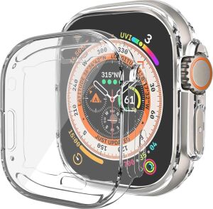 Apple Watch Ultra 2 Kılıf 360 Full Round Soft Silicone Şeffaf [watch Ultra 2 ile Uyumlu Kordon - Şeffaf]