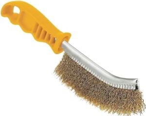 Plastik Saplı Tel Fırça, Pirinç Telli, Sarı Saplı, Pas ve Kir Temizleme Için