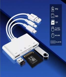 NK1032 Pro Type-C Lightning Usb-A To 2x Usb3.0 Sd Tf Pd Kart Okuyucu Çevirici Hub Adaptör