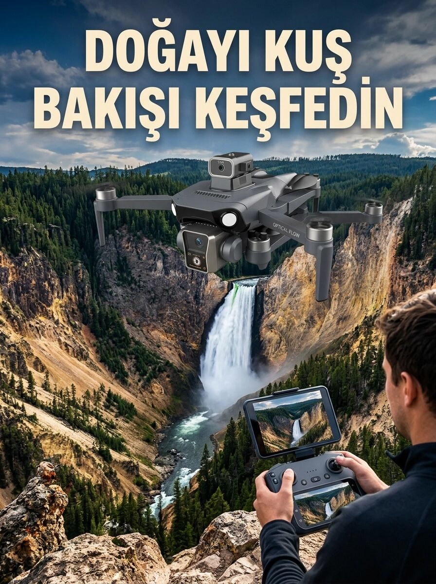 Gps Konumlandırmalı Çift Kameralı Drone Canlı Görüntü Aktarımlı