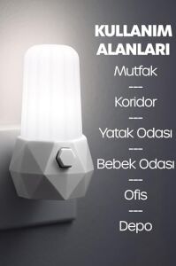 2li Gece Lambası Prizma Tip 2 Mod Sarı-Beyaz Işık Koridor Hol Işığı Uyuma Işığı Beyaz + Turkuaz GC07