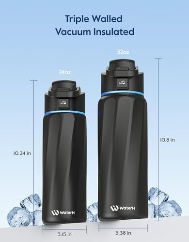 Boost Akıllı Su Şişesi, Içmeyi Hatırlatan, 24 Oz Bpa Içermeyen Paslanmaz Çelik Vakum Yalıtımlı Şişe, App ile Geniş Ağızlı Su Izleyici, Hediye Için Ideal