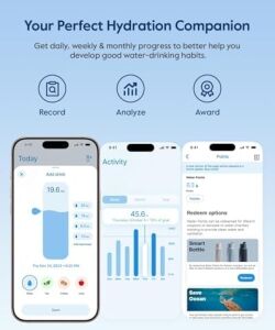 Boost Akıllı Su Şişesi, Içmeyi Hatırlatan, 24 Oz Bpa Içermeyen Paslanmaz Çelik Vakum Yalıtımlı Şişe, App ile Geniş Ağızlı Su Izleyici, Hediye Için Ideal