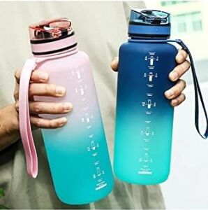 Uzspace Motivasyon Matarası 1500 ml Mega Büyük Boy Çift Renk 8 Farklı Renk