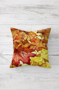 Happy Autmn Sonbahar Yaprakları Gizli Fermuarlı Kırlent Kılıfı Koltuk Yastık Kılıfı TAKIM(4ADET), Sarı-Kahverengi 45 x 45