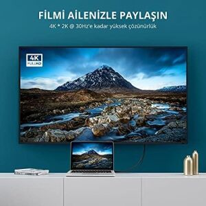 4K Displayport HDMI Dönüştürücü Kablo, Siyah, 1.5 Metre