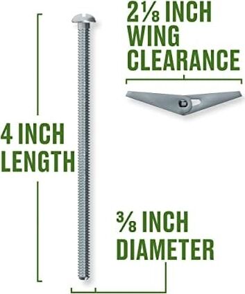 25-Pk., 3/8 x 4-In. Round Head Toggle Bolt -370096