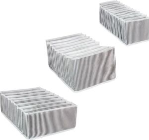 Çekmece Içi Bölmeli Akordiyon Düzenleyici Gri Çizgili Katlanabilir Dolap Gardrop Organizeri (1, 3'lü Set)