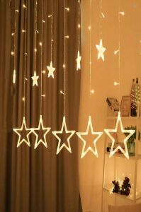 3 Metre Fişli 10’lu Yıldız LED Işık Zinciri – Dekoratif Sıcak Işık Aydınlatma, Ev, Salon, Balkon, Perde ve Parti Süslemeleri Için Yılbaşı ve Doğum Günü Dekor Işığı