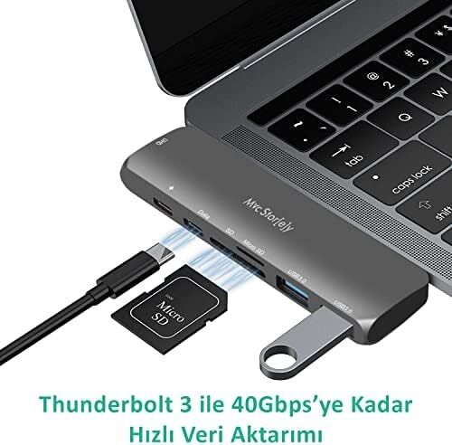 MacBook Usb-C Hub ve Çoklayıcı 7-In-1 | 4K Hdmı, USB 3.0, Sd/microsd | M1 ve M2 Uyumlu Gri