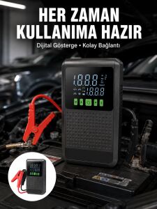 Taşınabilir Araç Akü Şarj Takviye Cihazı 150 Psı Dijital Kompresör Yeni Nesil