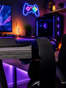 Mor-Mavi Premium Kulaklık Standı | 3D Premium Tasarım | Gamer Masa Kenarı Aksesuarı | Nebula Edition