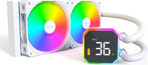 Hyperflow Dijital 240 Cpu Sıvı Soğutucu, 3100 Rpm Pompalı 240 mm Aıo, 2×120 mm E28 Argb Fanlar, Gerçek Zamanlı Dijital Ekran, Intel ve Amd Desteği (Beyaz)