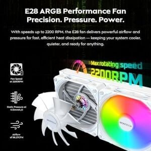 Hyperflow Dijital 240 Cpu Sıvı Soğutucu, 3100 Rpm Pompalı 240 mm Aıo, 2×120 mm E28 Argb Fanlar, Gerçek Zamanlı Dijital Ekran, Intel ve Amd Desteği (Beyaz)