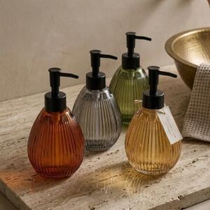 1 Adet 500 ml Cam Sıvı Sabunluk - Şık Tasarım - 4 Farklı Renk Seçeneği (Asorti Gönderim)