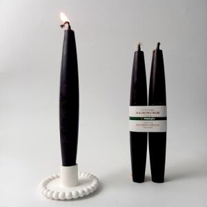 Balmumu Mum (2 Adet) Şamdan Mumu Mermi Formunda Masa Mumu 22 cm Bees Wax (Siyah)